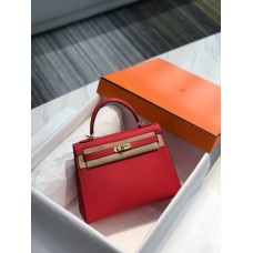 Hermes Hermès Kelly 25 Epsom Red Gold Hardware Hand-Stitched