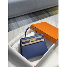 Hermes Hermès Kelly 28 Epsom Blue Gold Hardware Hand-Stitched