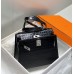 Hermes Hermès Kelly 28 Crocodile Skin Pattern Lambskin Inside Black Silver Hardware Hand-Stitched