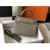 Hermes Hermès Kelly 25 Crocodile Skin Pattern Lambskin Inside Grey Gold Hardware Hand-Stitched