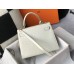 Hermes Hermès Kelly 25 Crocodile Skin Pattern Lambskin Inside White Gold Hardware Hand-Stitched