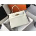 Hermes Hermès Kelly 25 Crocodile Skin Pattern Lambskin Inside White Gold Hardware Hand-Stitched