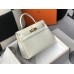 Hermes Hermès Kelly 25 Crocodile Skin Pattern Lambskin Inside White Gold Hardware Hand-Stitched