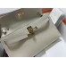 Hermes Hermès Kelly Elan 27 Goat Skin Grey Gold Hardware Hand-Stitched