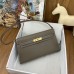 Hermes Hermès Kelly Elan 27 Goat Skin Dark Grey Gold Hardware Hand-Stitched