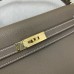 Hermes Hermès Kelly Elan 27 Goat Skin Dark Grey Gold Hardware Hand-Stitched