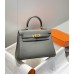 Hermes Hermès Mini Kelly 19 Togo Grey Blue Gold Hardware Hand-Stitched