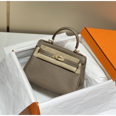 Hermes Hermès Mini Kelly 19 Togo Grey Gold Hardware Hand-Stitched