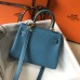 Hermes Hermès Mini Kelly 19 Togo Blue Gold Hardware Hand-Stitched