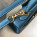 Hermes Hermès Mini Kelly 19 Togo Blue Gold Hardware Hand-Stitched