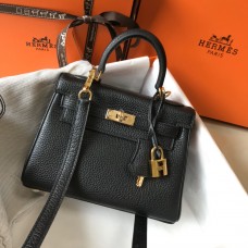 Hermes Hermès Mini Kelly 19 Togo Black Gold Hardware Hand-Stitched