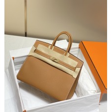 Hermes Hermès Birkin 25 Epsom External Stitching Brown Gold Hardware Hand-Stitched