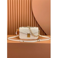 Louis Vuitton POCHETTE MÉTIS Metis EAST WEST Handbag in Monogram Empreinte Leather (M22942) - White: S-lock, 21.5x13.5x6cm
