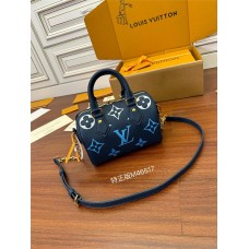 Louis Vuitton SPEEDY BANDOULIÈRE 20 Handbag (M46517) - Blue: Dégradé Monogram Empreinte Leather, Toron Handles, Adjustable Shoulder Strap, Size - 20.5x13.5x12cm