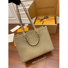 Louis Vuitton Elephant Grey Embossed ONTHEGO Small Handbag (M45607): Extra-large Monogram Print with Mini Monogram Trim, Size - 34x26x15cm