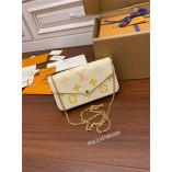 Louis Vuitton M80498 Yellow Special Edition FÉLICIE Felicie Pochette Chain Bag: Monogram Empreinte Grained Leather, Monogram Embossing, Size - 21x12x3cm