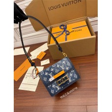 Louis Vuitton M59716 Denim Blue Dauphine Small Handbag: Classic logo denim fabric, Size - 20x15x9cm