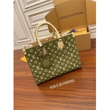 Louis Vuitton ONTHEGO Medium Handbag (M46060) Green: Monogram Empreinte Leather, Size - 35x27x14cm