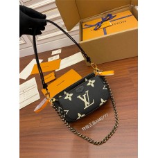 Louis Vuitton M45777 Black Silk Print Embossed Multi Pochette Accessoires: Size - 25x14.5x4.5cm