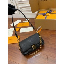 Louis Vuitton M45813 Black Embossed FAVORITE Handbag: Soft Grain Leather, Embossed Extra Large Monogram, Size - 24x14x9cm