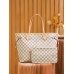 Louis Vuitton N41361 Checkered/Beige NEVERFULL Medium Handbag Damier Azur: Size - 32x28.5x17cm