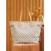 Louis Vuitton N41361 Checkered/Beige NEVERFULL Medium Handbag Damier Azur: Size - 32x28.5x17cm