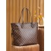 Louis Vuitton N41358 Checkered/Red NEVERFULL Medium Handbag Damier Ebène: Size - 32x28.5x17cm