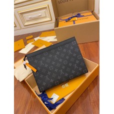 Louis Vuitton M61692 Monogram Eclipse Black! Black and Gray Monogram Eclipse Black Pochette Voyage Medium Handbag: Size - 26cmx20cmx5.0 cm