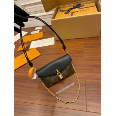 Louis Vuitton PADLOCK ON STRAP Handbag (M80559) Black Monogram Size: 19x11x3cm