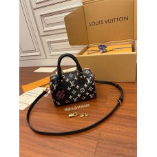 Louis Vuitton SPEEDY BANDOULIÈRE 20 Handbag (M46088) Black Speedy Bandoulière 20 Handbag Monogram Empreinte Leather, Size: 20.5x13.5x12CM