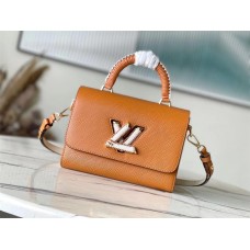 Louis Vuitton M22229 Brown (Woven) Twist Medium Handbag Epi Embossed Leather, woven leather wrapped LV Twist lock and top handle, Size: 23.0x17.0x9.5cm
