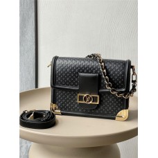 Louis Vuitton Dauphine Medium Handbag (M22276) Black Soft Calfskin Monogram Embossed, Size: 25x17x10.5cm