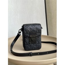 Louis Vuitton S-LOCK VERTICAL Mini Handbag (M81524) Black Embossed Leather, New S-Lock Vertical Monogram Imprint Taurillon Leather, Size: 12x19x7cm