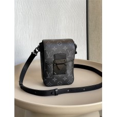 Louis Vuitton S-LOCK VERTICAL Mini Handbag (M81522) Monogram Eclipse Black S-Lock Vertical Classic Monogram Macassar Canvas Magnetic Design, Size: 12x19x7cm