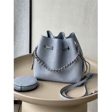 Louis Vuitton Bella Handbag (M21582) Blue, Bella Bucket Bag made of Mahina Leather, Size: 19x22x14cm
