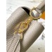 Louis Vuitton Capucines BB Handbag (M59433) Grey with Gold Clasp, Full-grain Calfskin, Size: 21x14x8 cm