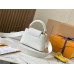 Louis Vuitton Capucines BB Handbag (M59433) White with Gold Clasp, Full-grain Calfskin, Size: 21x14x8 cm