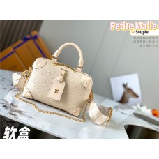 Louis Vuitton M45394 Off-White Petite Malle Souple Handbag made of Embossed Monogram Empreinte Leather, Size: 20x14x7.5cm