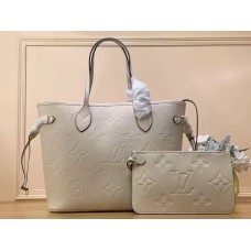 Louis Vuitton M45684 Off-White Embossed Neverfull Medium Handbag Monogram Empreinte Soft Embossed Leather, Size: 32x29x17cm