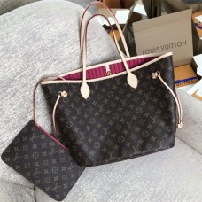 Louis Vuitton M41178 Monogram/Peony Pink NEVERFULL Medium Handbag, Size: 32x28.5x17cm