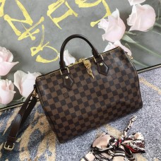 Louis Vuitton SPEEDY 30 Handbag (N41367) with Shoulder Strap, Damier Ebène Canvas, Size: 30x21x17cm 