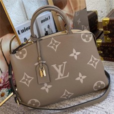 Louis Vuitton GRAND PALAIS Handbag (M45842) Gray Silk-Printed, Grand Palais Handbag in Soft Grained Leather Embossed, Size: 34x24x15cm