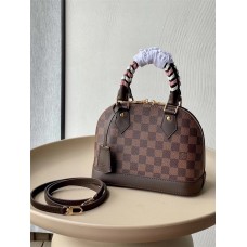 Louis Vuitton N40447 Damier Ebène Monogram Coffee Color Weave Alma BB Handbag, Size: 23.5x17.5x11.5 cm