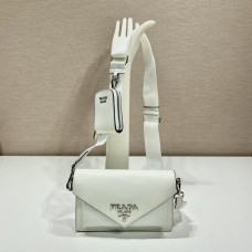 Saffiano Leather Mini Envelope Bag 1BP020A 1BP020A    White   White  shoulder belt 20x12x4cm