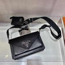 Saffiano Leather Mini Envelope Bag 1BP020A 1BP020A    Black  20x12x4cm