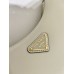 Black Prada Arqué Arque  Leather Shoulder Bag Moon bag 22.5cm  White   Lambskin   1BC194  double  shoulder belt  22.5x18.5x6.5cm