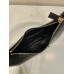 Black Prada Arqué Arque  Leather Shoulder Bag Moon bag 22.5cm  Black   Lambskin   1BC194  double  shoulder belt  22.5x18.5x6.5cm