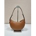 Black Prada Arqué Arque  Leather Shoulder Bag Moon bag 22.5cm  brown   Lambskin   1BC194  double  shoulder belt  22.5x18.5x6.5cm