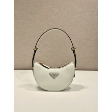 Prada Arqué Arque  Leather Mini Shoulder Bag Moon bag  18cm  White   Lambskin   1BC199  18x16x5cm