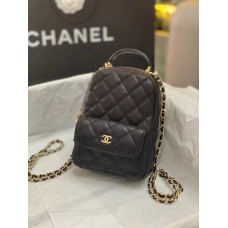 Chanel 24c Backpack  Black AP3753 mini Caviar leather 18×13×9cm